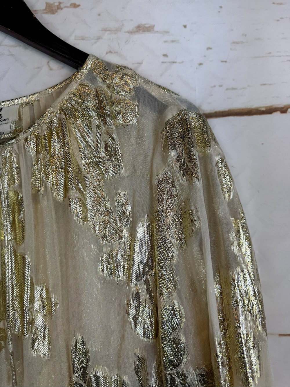 Anthropologie (Pinnacle) | Sheer Metallic Gold Dress, L NWT - Picture 5 of 15